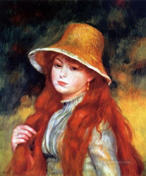 girl with a straw hat Pierre Auguste Renoir Oil Paintings